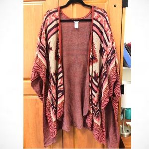 Women’s tribal print poncho shawl cardigan